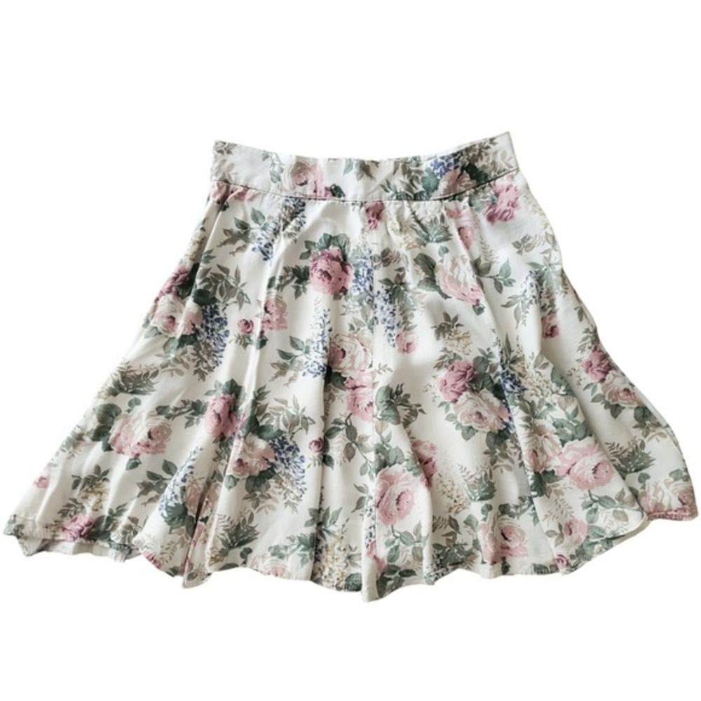 Vintage 90s Floral Skirt Francine Browner‎ Pink Blue Flowers Cottagecore Small 8